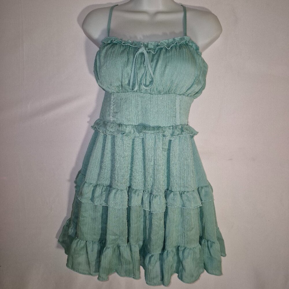 WILD FABLE sleeveless short dress, Turquoise w/ ruffled tiers in size Large